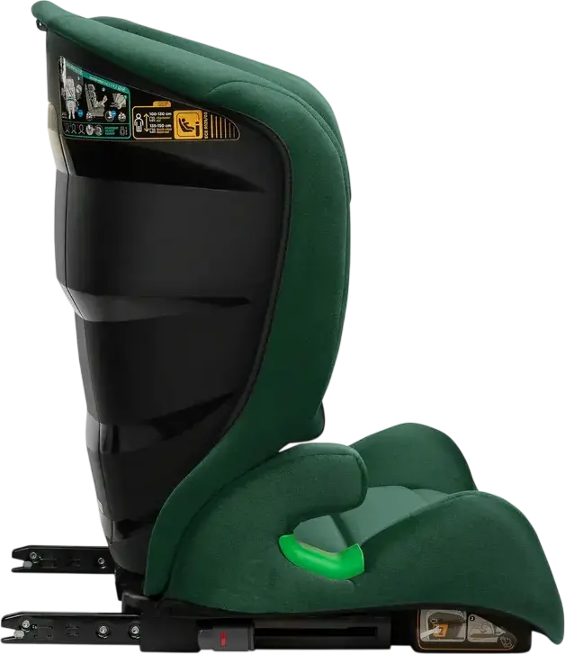 Caretero Nimbus Car Seat Group 2/3, i-Size ECE R129, 15-36 kg, 100-150 cm, 4-12 Years, Isofix and Belt Installation, 11-Position Adjustable Headrest, Dark Green