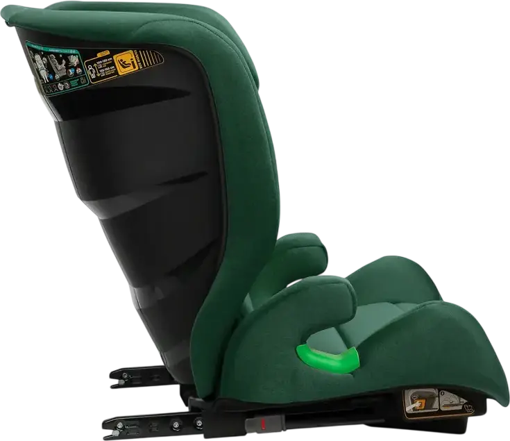 Caretero Nimbus Car Seat Group 2/3, i-Size ECE R129, 15-36 kg, 100-150 cm, 4-12 Years, Isofix and Belt Installation, 11-Position Adjustable Headrest, Dark Green