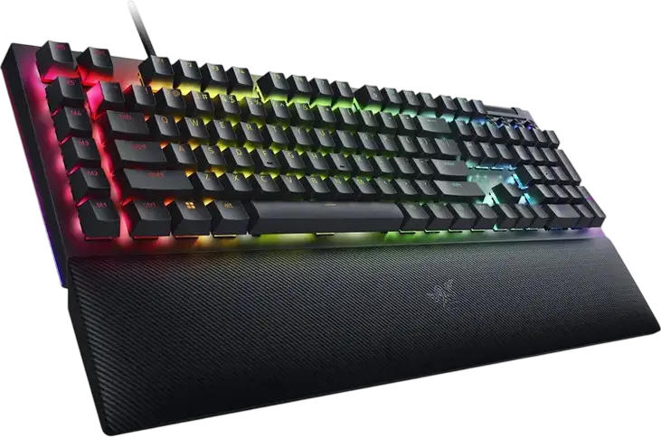 Tastatură Gaming Mecanică cu Fir Razer BlackWidow V4, Switch-uri Green Clicky, Iluminare Chroma RGB și Underglow, 6 Taste Macro, Aluminiu, Suport Încheietură Magnetic