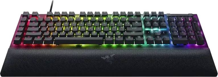 Tastatură Gaming Mecanică cu Fir Razer BlackWidow V4, Switch-uri Green Clicky, Iluminare Chroma RGB și Underglow, 6 Taste Macro, Aluminiu, Suport Încheietură Magnetic