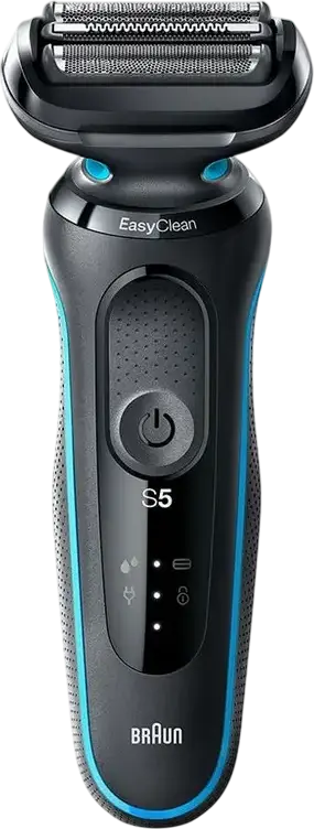 Braun Series 5 51-M1000s Electric Foil Shaver, Black and Blue, Wet & Dry, AutoSense Technology, EasyClean System, Li-Ion Battery, Waterproof, Made in Germany, with Charger, Protective Cap, Cleaning Brush