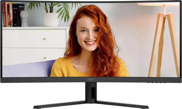 Monitor Curbat Ultrawide AOC CU34B3E 34", WQHD 3440 x 1440, Panou VA, 120Hz, 1ms MPRT, 1500R, HDR10, Adaptive Sync, PbP/PiP, HDMI, DisplayPort, Negru
