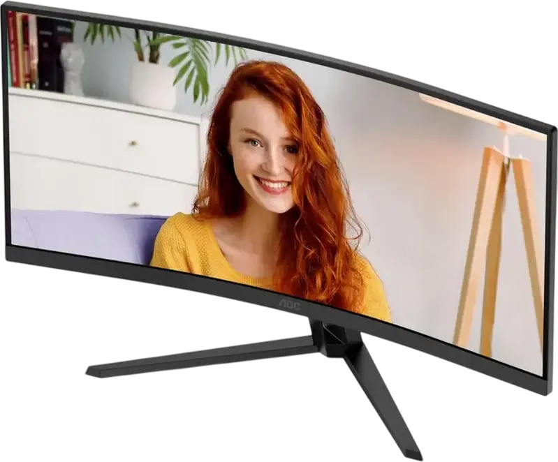 Monitor Curbat Ultrawide AOC CU34B3E 34", WQHD 3440 x 1440, Panou VA, 120Hz, 1ms MPRT, 1500R, HDR10, Adaptive Sync, PbP/PiP, HDMI, DisplayPort, Negru