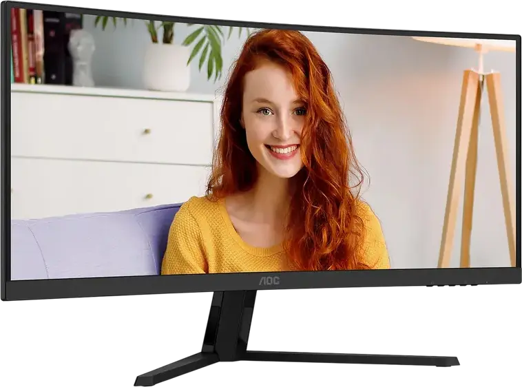 Monitor Curbat Ultrawide AOC CU34B3E 34", WQHD 3440 x 1440, Panou VA, 120Hz, 1ms MPRT, 1500R, HDR10, Adaptive Sync, PbP/PiP, HDMI, DisplayPort, Negru