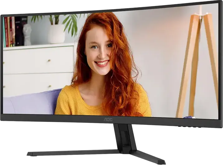 Monitor Curbat Ultrawide AOC CU34B3E 34", WQHD 3440 x 1440, Panou VA, 120Hz, 1ms MPRT, 1500R, HDR10, Adaptive Sync, PbP/PiP, HDMI, DisplayPort, Negru