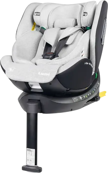 Caretero Lumi i-Size 360 Rotating Car Seat, ECE R129/03, ISOFIX with Support Leg, 0-36 kg, 40-150 cm, 0-12 Years, Memory Foam Fabric, Light Grey