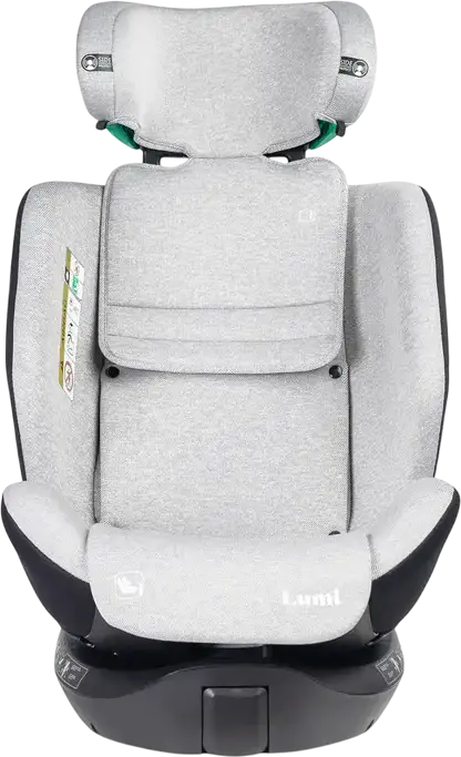 Caretero Lumi i-Size 360 Rotating Car Seat, ECE R129/03, ISOFIX with Support Leg, 0-36 kg, 40-150 cm, 0-12 Years, Memory Foam Fabric, Light Grey