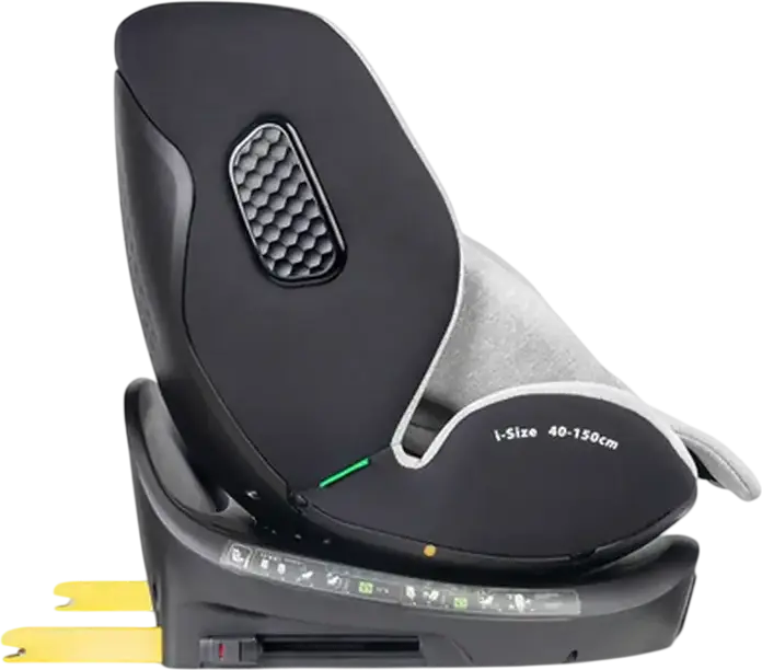 Caretero Lumi i-Size 360 Rotating Car Seat, ECE R129/03, ISOFIX with Support Leg, 0-36 kg, 40-150 cm, 0-12 Years, Memory Foam Fabric, Light Grey
