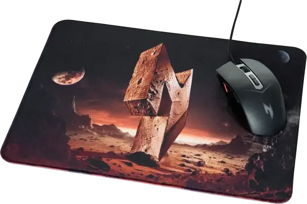 Acer Nitro NMP450 Gaming Mouse Pad, Medium 350x260x3mm, Low-Friction Polyester Surface with Non-Slip Rubber Base, Black and Red Graphic Design