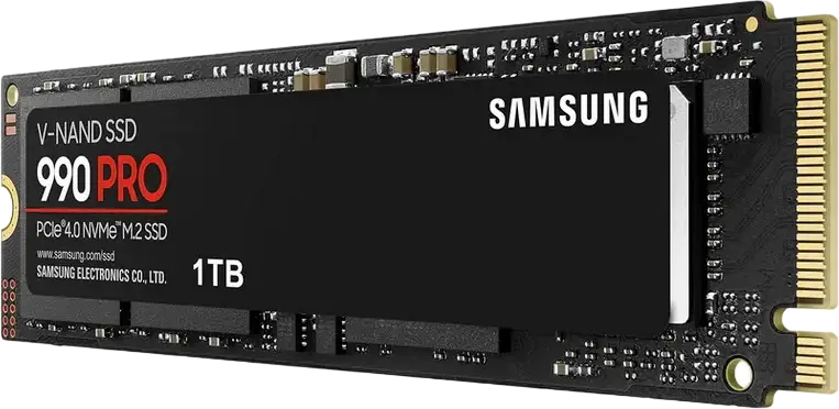 SSD Intern Samsung 990 PRO NVMe PCIe 4.0 x4 M.2 2280 1TB MZ-V9P1T0BW, Viteza Citire 7450MB/s Scriere 6900MB/s, Memorie V-NAND, Criptare AES 256-Bit