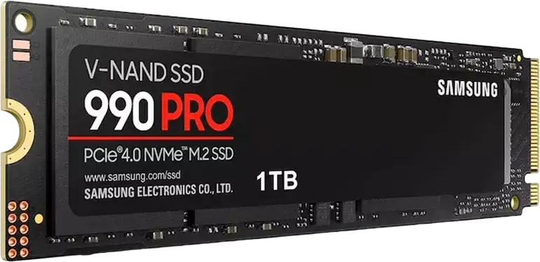 SSD Intern Samsung 990 PRO NVMe PCIe 4.0 x4 M.2 2280 1TB MZ-V9P1T0BW, Viteza Citire 7450MB/s Scriere 6900MB/s, Memorie V-NAND, Criptare AES 256-Bit