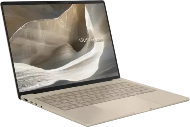 Laptop ASUS Zenbook A14 UX3407, Ecran 14" WUXGA OLED, Qualcomm Snapdragon X2 Elite, 32GB LPDDR5X RAM, SSD 1TB NVMe, NPU AI Hexagon, Ceraluminum, Bej Zabriskie, Windows 11