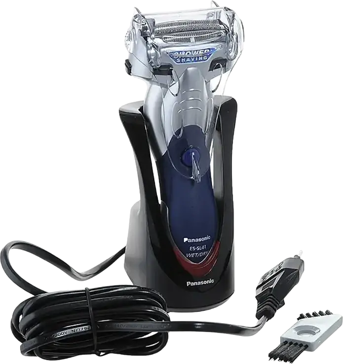 Aparat de Ras Electric Panasonic ES-SL41 cu Sita, Umed și Uscat, Motor Liniar de Mare Viteză, Lame Hipoalergene, Cap Pivotant, Trimer Integrat, Argintiu, cu Încărcător, Suport de Încărcare, Perie de Curățare, Capac de Protecție