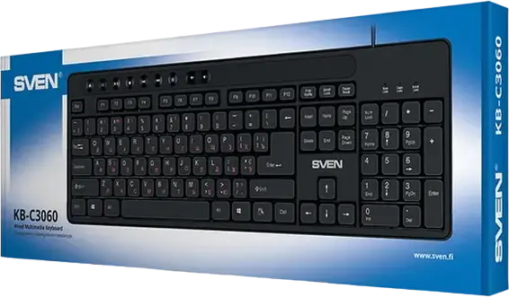 Tastatură Multimedia cu Membrană SVEN KB-C3060, Conectare USB, 113 Taste, Layout: Engleză, Rusă, Găuri de Drenaj pentru Lichide, Culoare: Negru