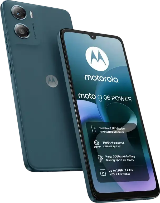 Smartphone Motorola Moto G06 Power, Ecran 6.88" 120Hz HD+, MediaTek Helio G81 Extreme, Memorie 256GB, 4GB RAM, Baterie 7000mAh, Android 15, Piele Vegană, Tapestry, IP64, Dual SIM