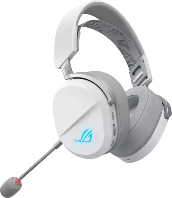 ASUS ROG Pelta Wireless Gaming Headset, White, Tri-mode Connectivity, ROG SpeedNova, 50mm Titanium Drivers, Detachable Boom Mic, Aura Sync RGB, 70h Battery