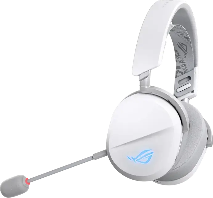 ASUS ROG Pelta Wireless Gaming Headset, White, Tri-mode Connectivity, ROG SpeedNova, 50mm Titanium Drivers, Detachable Boom Mic, Aura Sync RGB, 70h Battery