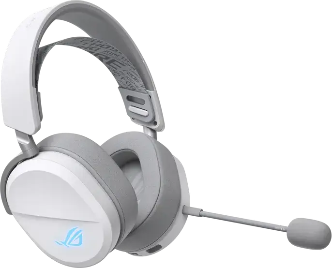 ASUS ROG Pelta Wireless Gaming Headset, White, Tri-mode Connectivity, ROG SpeedNova, 50mm Titanium Drivers, Detachable Boom Mic, Aura Sync RGB, 70h Battery