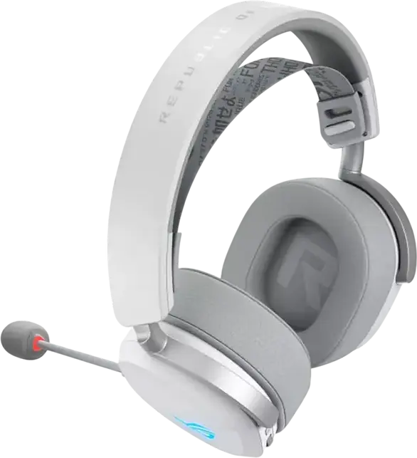 ASUS ROG Pelta Wireless Gaming Headset, White, Tri-mode Connectivity, ROG SpeedNova, 50mm Titanium Drivers, Detachable Boom Mic, Aura Sync RGB, 70h Battery