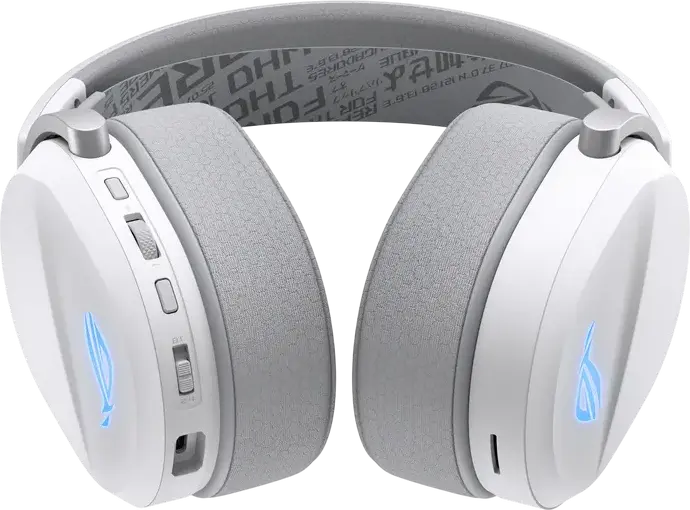 ASUS ROG Pelta Wireless Gaming Headset, White, Tri-mode Connectivity, ROG SpeedNova, 50mm Titanium Drivers, Detachable Boom Mic, Aura Sync RGB, 70h Battery