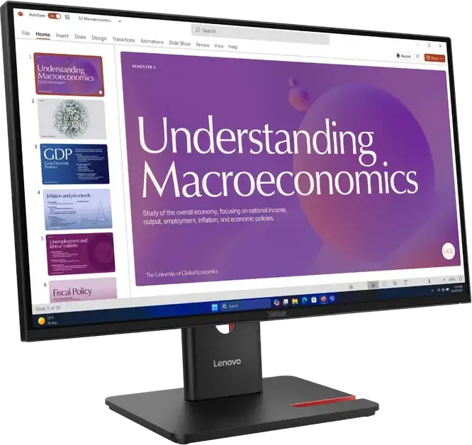 Monitor Lenovo ThinkVision T24d-40 64B9 23.8" FHD IPS, 1920x1080, 120Hz, USB-C PD 100W, Ethernet RJ-45, Suport Reglabil pe Înălțime, Eclipse Black