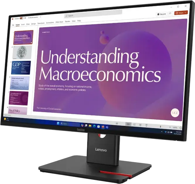 Monitor Lenovo ThinkVision T24d-40 64B9 23.8" FHD IPS, 1920x1080, 120Hz, USB-C PD 100W, Ethernet RJ-45, Suport Reglabil pe Înălțime, Eclipse Black