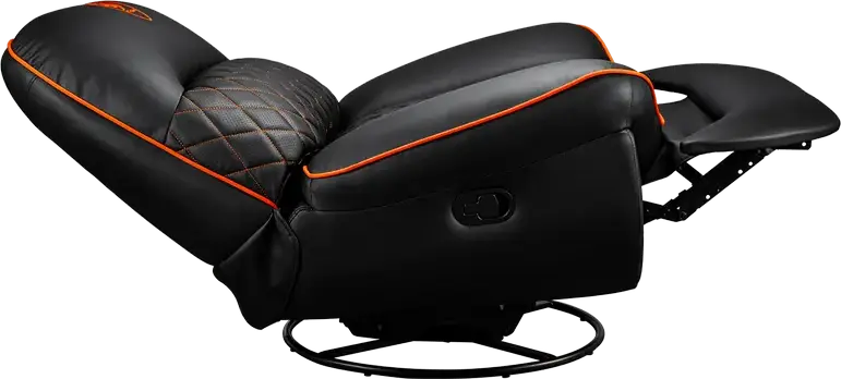 Cougar Overlord CGR-OVL-ORB Gaming Swivel Recliner Rocker Sofa, PU Leather and PVC, 160° Recline, 150kg Max Load, Black and Orange