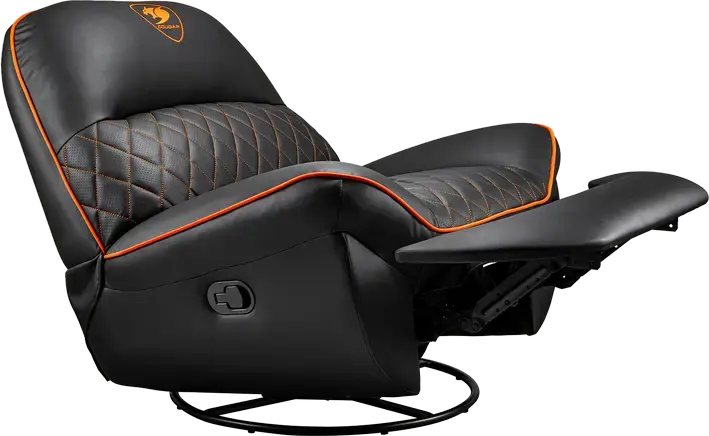 Cougar Overlord CGR-OVL-ORB Gaming Swivel Recliner Rocker Sofa, PU Leather and PVC, 160° Recline, 150kg Max Load, Black and Orange