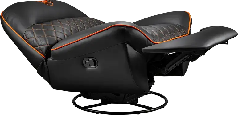 Cougar Overlord CGR-OVL-ORB Gaming Swivel Recliner Rocker Sofa, PU Leather and PVC, 160° Recline, 150kg Max Load, Black and Orange