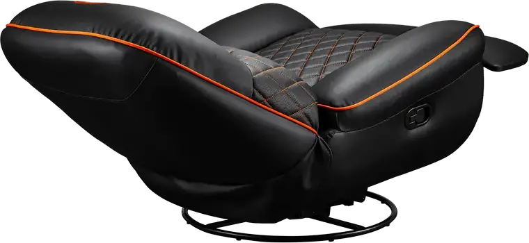 Cougar Overlord CGR-OVL-ORB Gaming Swivel Recliner Rocker Sofa, PU Leather and PVC, 160° Recline, 150kg Max Load, Black and Orange