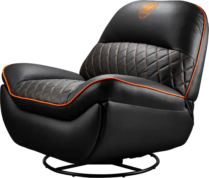 Cougar Overlord CGR-OVL-ORB Gaming Swivel Recliner Rocker Sofa, PU Leather and PVC, 160° Recline, 150kg Max Load, Black and Orange