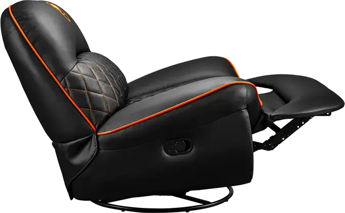 Cougar Overlord CGR-OVL-ORB Gaming Swivel Recliner Rocker Sofa, PU Leather and PVC, 160° Recline, 150kg Max Load, Black and Orange