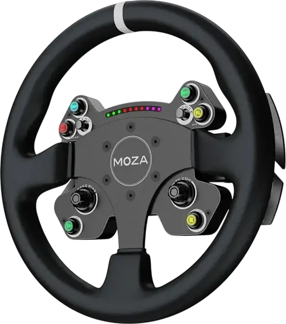 MOZA CS V2P Gaming Steering Wheel, 330mm Microfiber Leather Rim, Aviation Aluminum Alloy, Magnetic Shifters, RGB RPM LEDs, for MOZA R3 R5 R9 V2/V3 R12 V2 R16 V2 R21 V2 R21 Ultra R25 Ultra