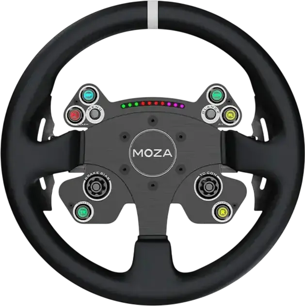 MOZA CS V2P Gaming Steering Wheel, 330mm Microfiber Leather Rim, Aviation Aluminum Alloy, Magnetic Shifters, RGB RPM LEDs, for MOZA R3 R5 R9 V2/V3 R12 V2 R16 V2 R21 V2 R21 Ultra R25 Ultra