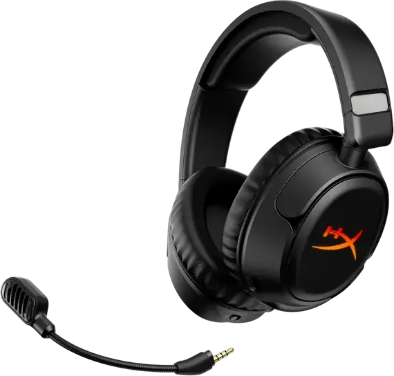 Беспроводная игровая гарнитура HyperX Cloud Flight 2 - Черный, динамики 50 мм, Bluetooth 5.3 и 2.4 ГГц, амбушюры с эффектом памяти, съемный микрофон, RGB, до 150 ч работы, PC PS5 PS4 Switch Mac Mobile