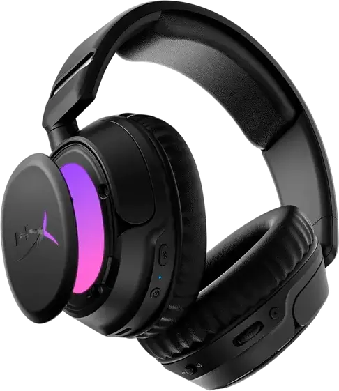 Беспроводная игровая гарнитура HyperX Cloud Flight 2 - Черный, динамики 50 мм, Bluetooth 5.3 и 2.4 ГГц, амбушюры с эффектом памяти, съемный микрофон, RGB, до 150 ч работы, PC PS5 PS4 Switch Mac Mobile