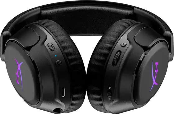 Беспроводная игровая гарнитура HyperX Cloud Flight 2 - Черный, динамики 50 мм, Bluetooth 5.3 и 2.4 ГГц, амбушюры с эффектом памяти, съемный микрофон, RGB, до 150 ч работы, PC PS5 PS4 Switch Mac Mobile