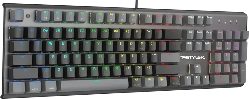 Механическая клавиатура A4Tech Fstyler FS100, линейные переключатели Hot-Swap, RGB подсветка, алюминиевый корпус, N-Key Rollover, проводная USB, черный