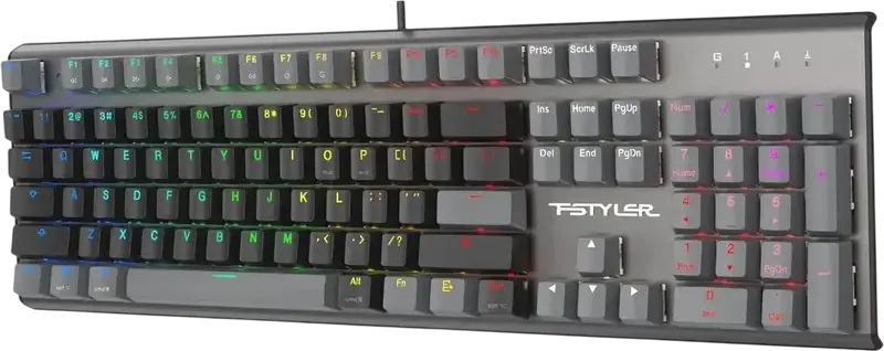 Механическая клавиатура A4Tech Fstyler FS100, линейные переключатели Hot-Swap, RGB подсветка, алюминиевый корпус, N-Key Rollover, проводная USB, черный