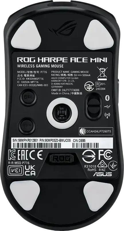 ASUS ROG Harpe Ace Mini Wireless Gaming Mouse, Black, 42,000 DPI ROG AimPoint Pro Sensor, 8,000Hz Polling Rate, ROG 100M Optical Switches, Tri-Mode Connectivity (Bluetooth, Wireless RF)