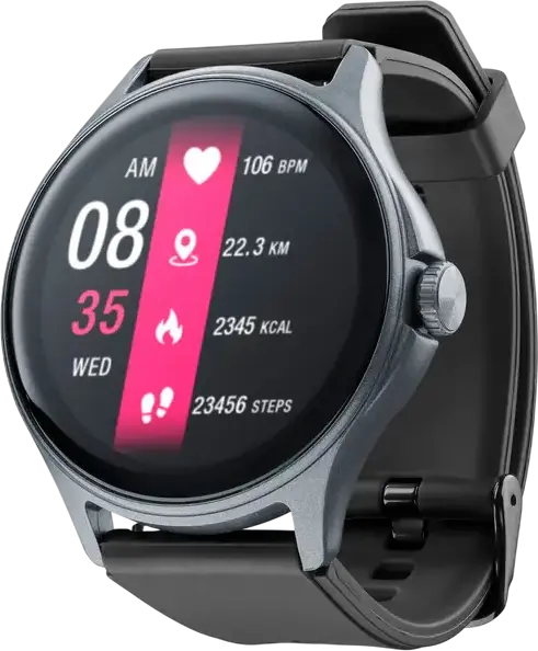 Smartwatch Cellularline Watch Ion Pro, Ecran Rotund TFT 1.38", Bluetooth Call și Notificări, Puls, SpO2, Tensiune Arterială, GPS, IP67, Culoare: Negru