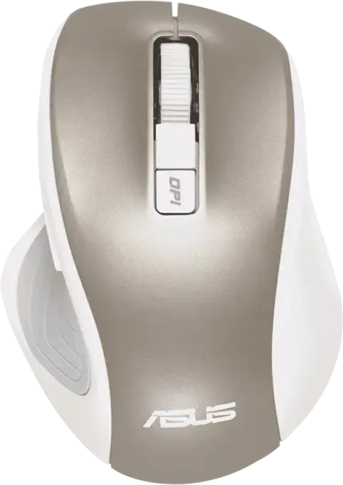 ASUS MW202 Wireless Optical Mouse, Gold, Silent Switch, RF 2.4GHz, Adjustable 800-4000 DPI, Ergonomic Right-Handed Design with Thumb Rest, Windows 11/10 & Chrome OS