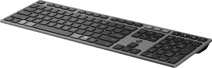 HP 725 Multi-Device Rechargeable Wireless Membrane Keyboard, Bluetooth & 2.4 GHz, USB Type-C Fast Charge Supercapacitor, Microsoft Copilot Key, Black