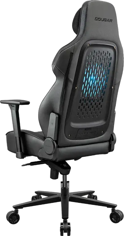 Cougar NxSys AERO Gaming Chair CGR-ARP-BLB, Breathable Mesh & PVC Leather, 200mm RGB Integrated Fan, 3D Armrests, Magnetic Memory Cushion, Black