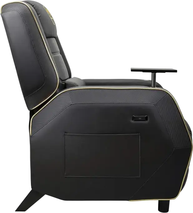 Cougar Ranger Pro Royal Gaming Sofa CGR-RGP-GLB, PVC Leather, Steel Frame, 160kg Capacity, Foldable Footrest, Swivel Table, USB Type-C, Black Gold