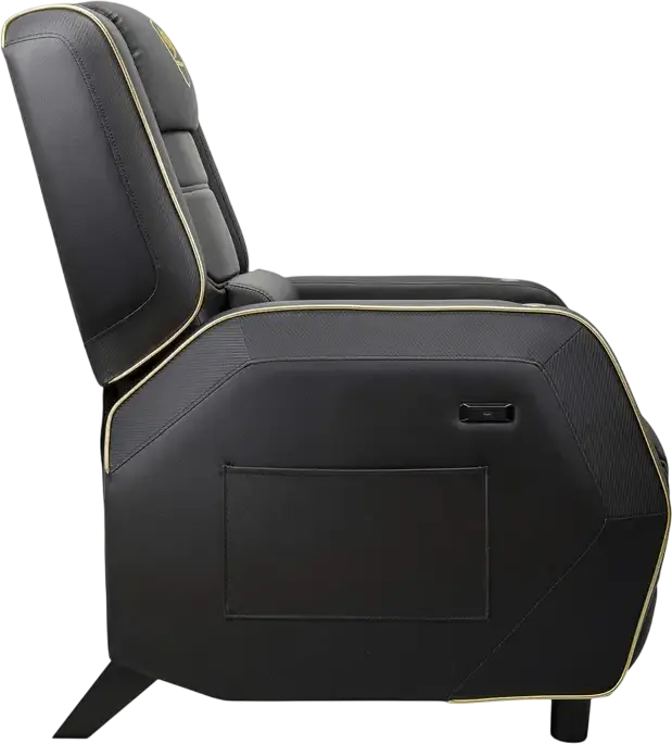 Cougar Ranger Pro Royal Gaming Sofa CGR-RGP-GLB, PVC Leather, Steel Frame, 160kg Capacity, Foldable Footrest, Swivel Table, USB Type-C, Black Gold