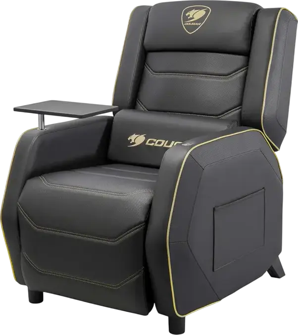 Cougar Ranger Pro Royal Gaming Sofa CGR-RGP-GLB, PVC Leather, Steel Frame, 160kg Capacity, Foldable Footrest, Swivel Table, USB Type-C, Black Gold