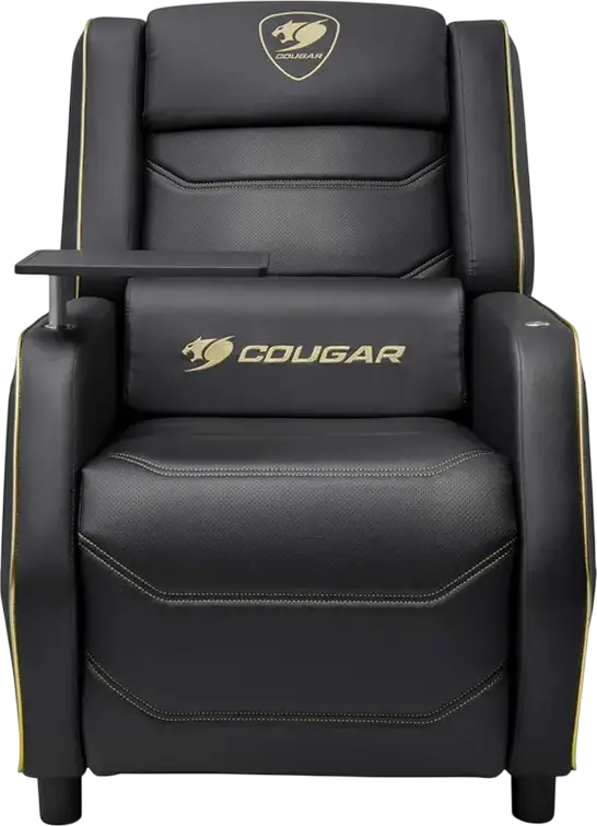 Cougar Ranger Pro Royal Gaming Sofa CGR-RGP-GLB, PVC Leather, Steel Frame, 160kg Capacity, Foldable Footrest, Swivel Table, USB Type-C, Black Gold
