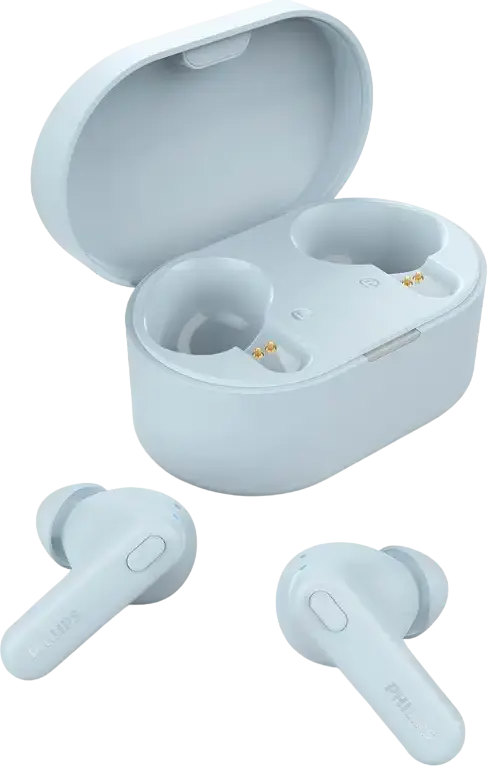 Casca Philips TAT1138 True Wireless TWS, Drivere 13mm, Microfon AI pentru Apeluri Clare, Rezistenta la Apa IPX4, Autonomie Totala 15h, Albastru Deschis