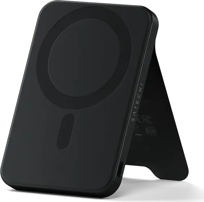 Satechi OntheGo Qi2 Magnetic Power Bank 5K with Stand ST-B5Q2SK, 5000mAh Battery, 15W Wireless & 20W USB-C Charging, Aluminum Frame, Black